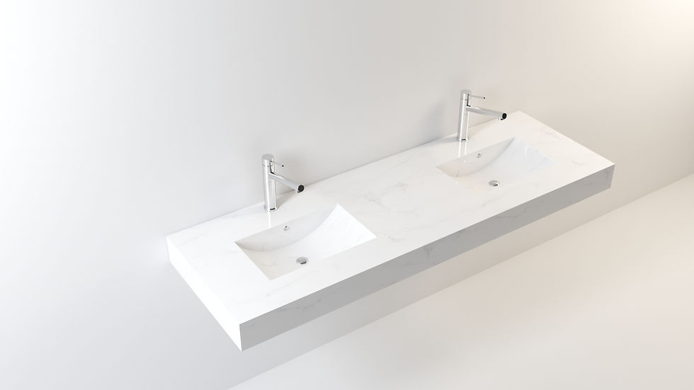 משטח שיש יצוק מורן כפול קטן זווית