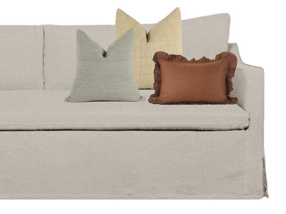 Thumbnail: Gingham and Brown Ruffle Pillow Combo