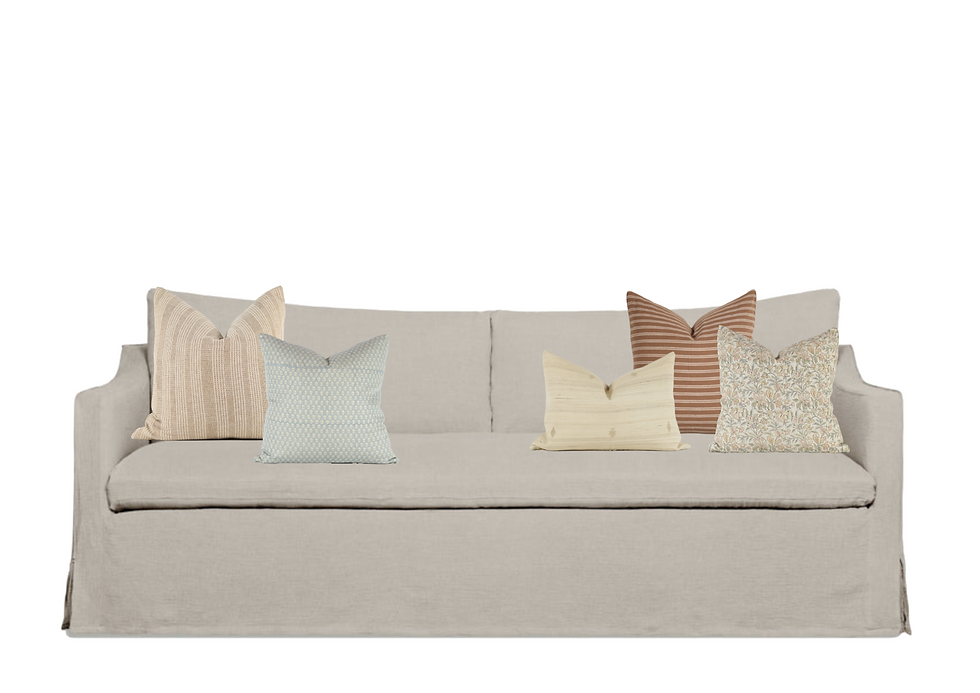 Thumbnail: Blue, Rust and Neutral Floral Pillow Combo