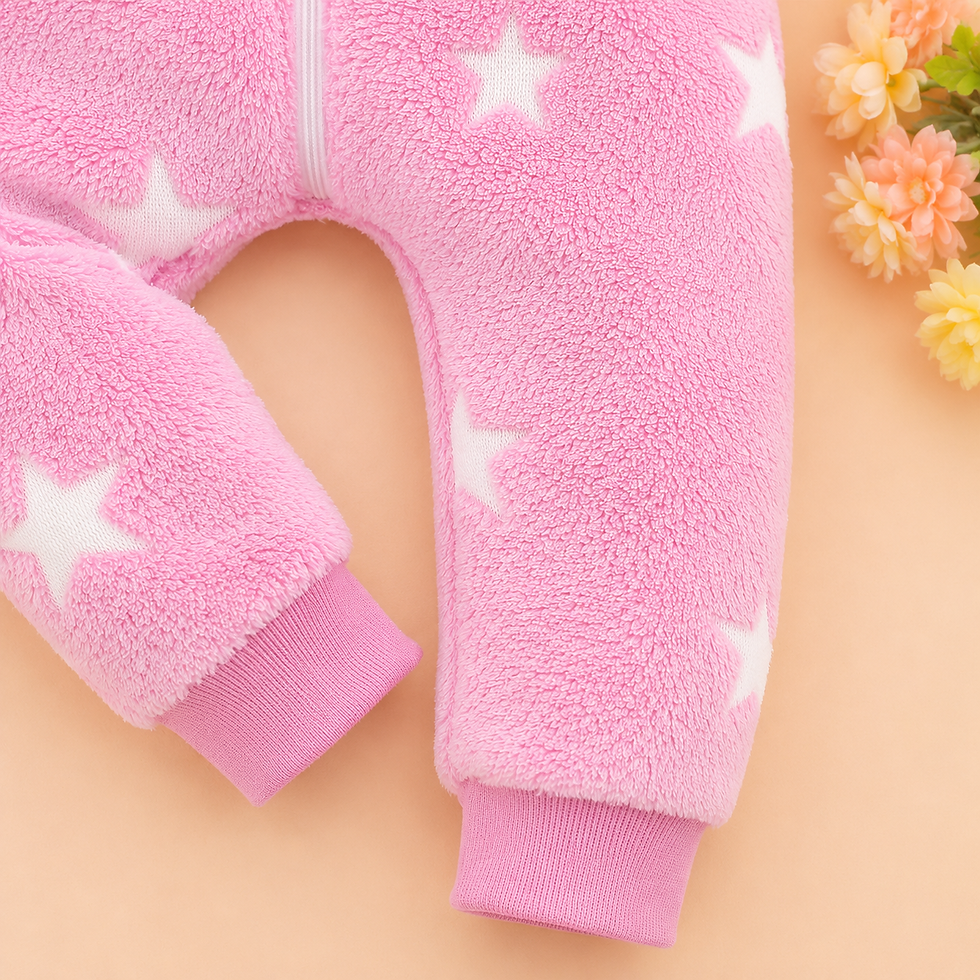 Miniatura: Macacão Plush Estrelinha Baby com Touca