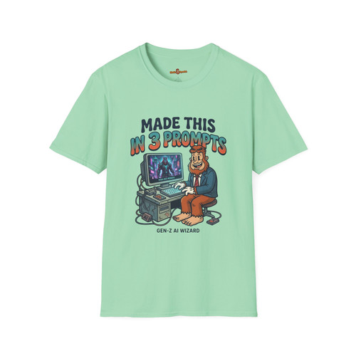 Media Squatch “Made This in 3 Prompts” T-Shirt | Funny AI Graphic