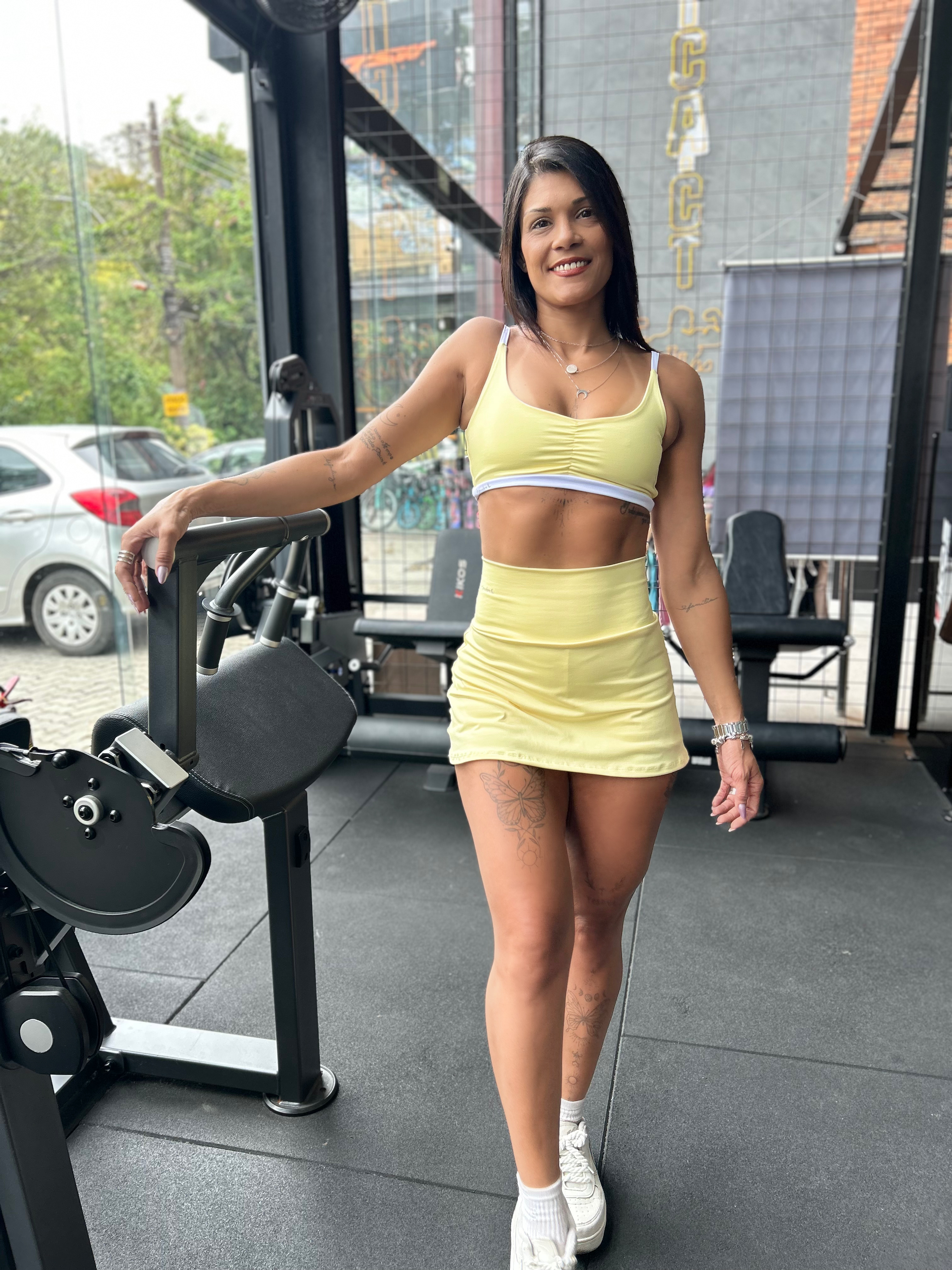 Top Luna Amarelo com branco