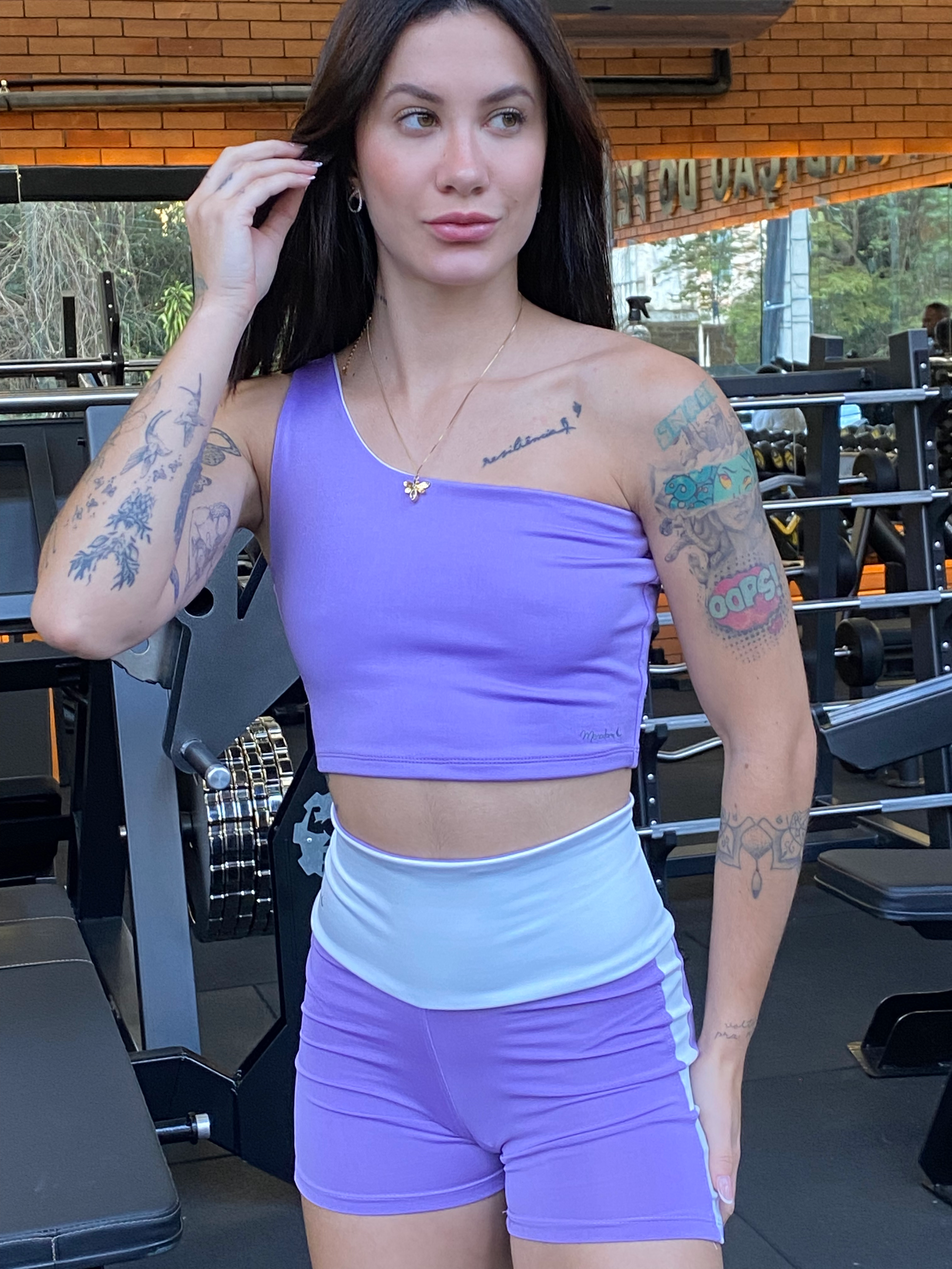 Top Jaci Lilás com branco