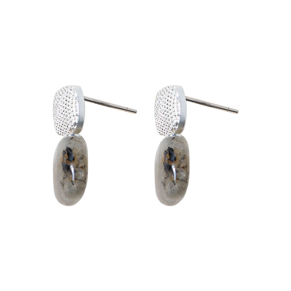Thumbnail: Silver Evette Labradorite Drop Earrings