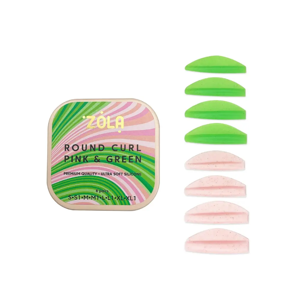 Silikonové natáčky na lash lift Zola Round Curl Pink & Green