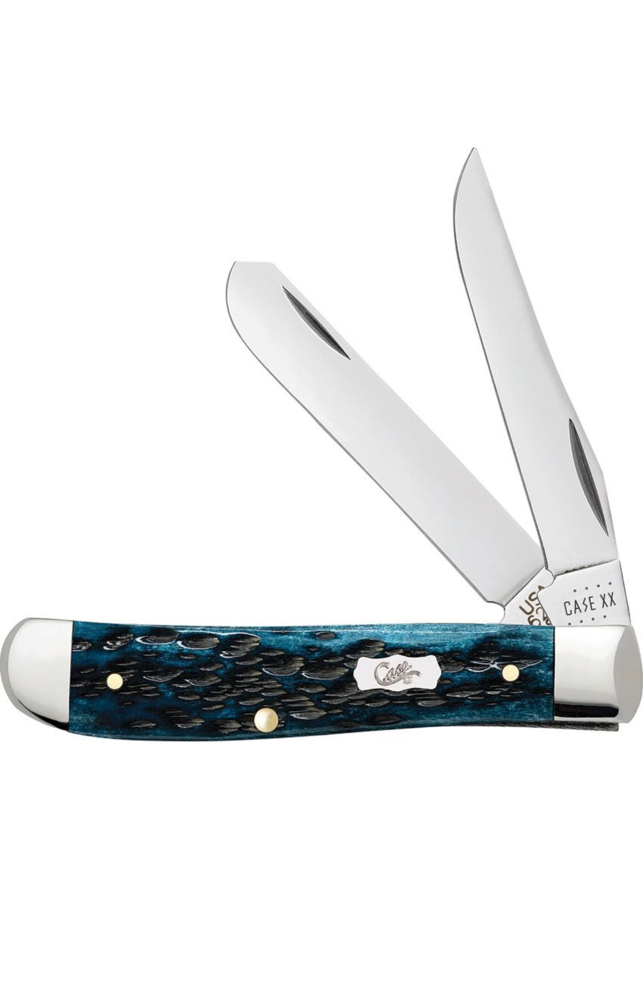 51852 Pocket Worn Mediterranean Blue Peach Seed Jig Bone (6207 CS) Mini Trapper