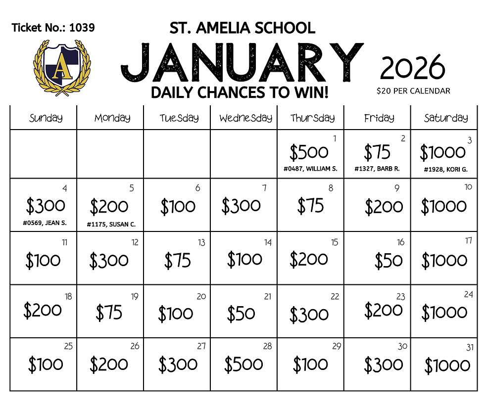 January Cash Calendar