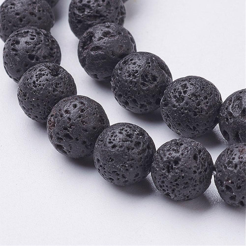 PH PandaHall 235 Pcs 8mm Natural Lava Beads - 5 Strands, Gold Chakra Energy Beads For Jewelry Making - View #2