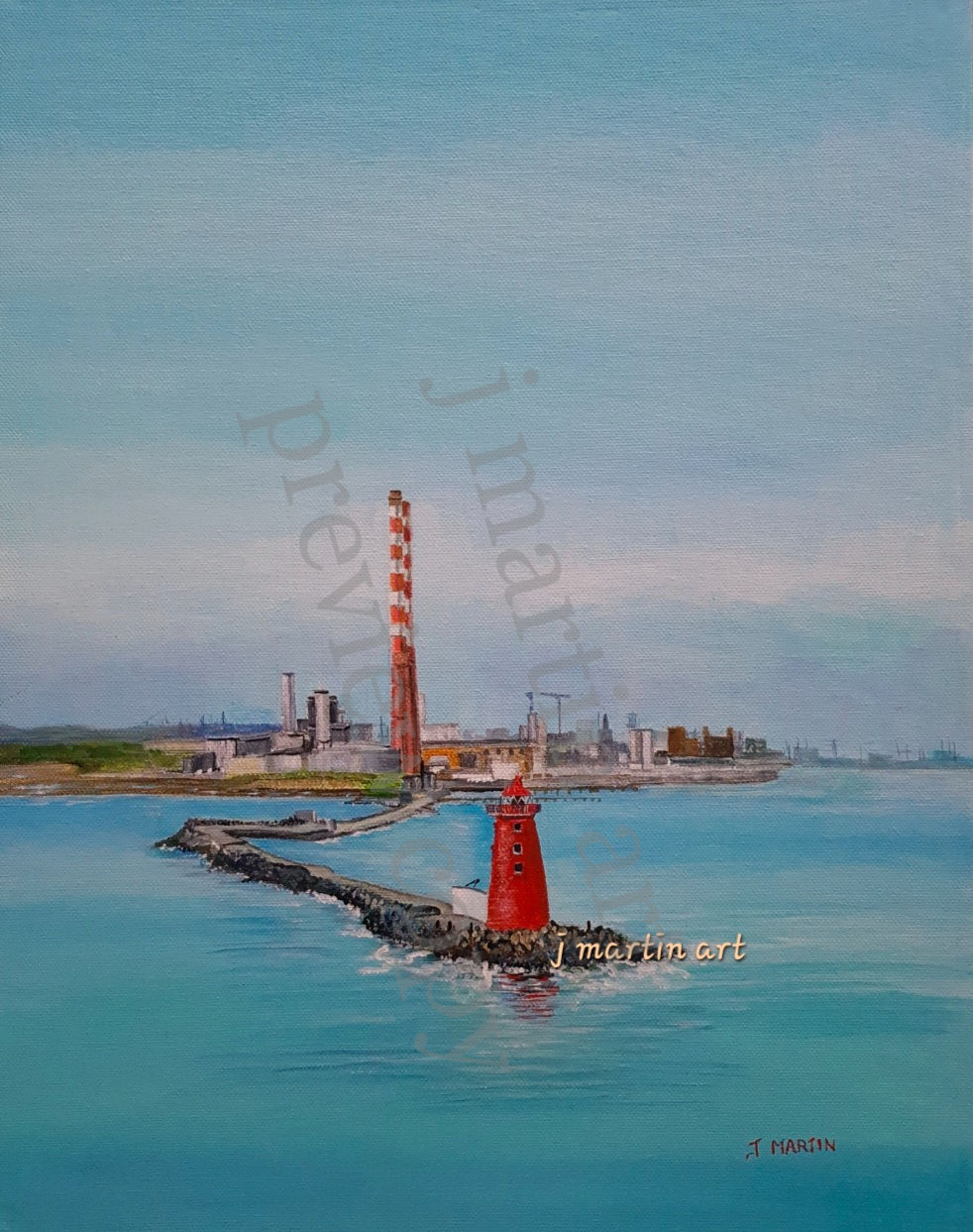 View of The Poolbeg Chimneys & Lighthouse, Dublin Prints