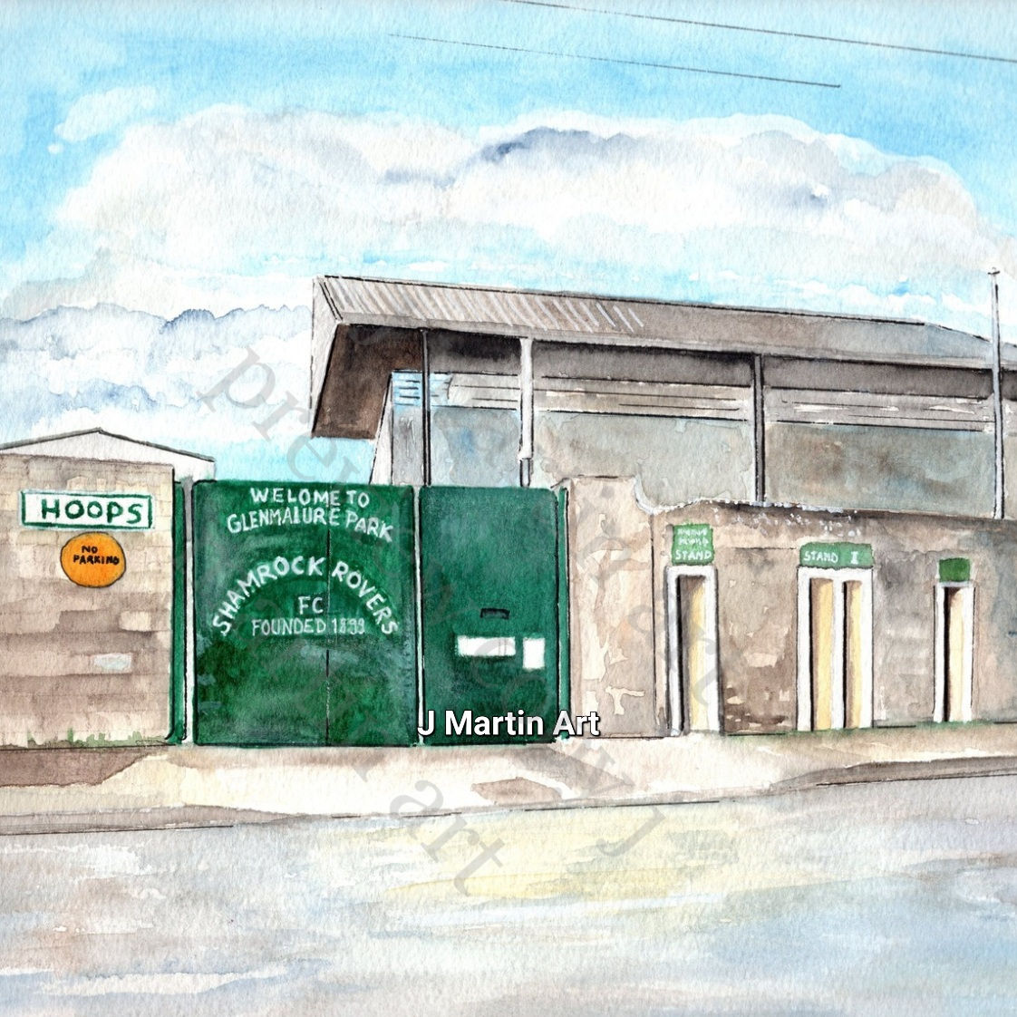 Outside Old Shamrock Rovers Grounds, Glenmalure Park, Milltown, Dublin Prints