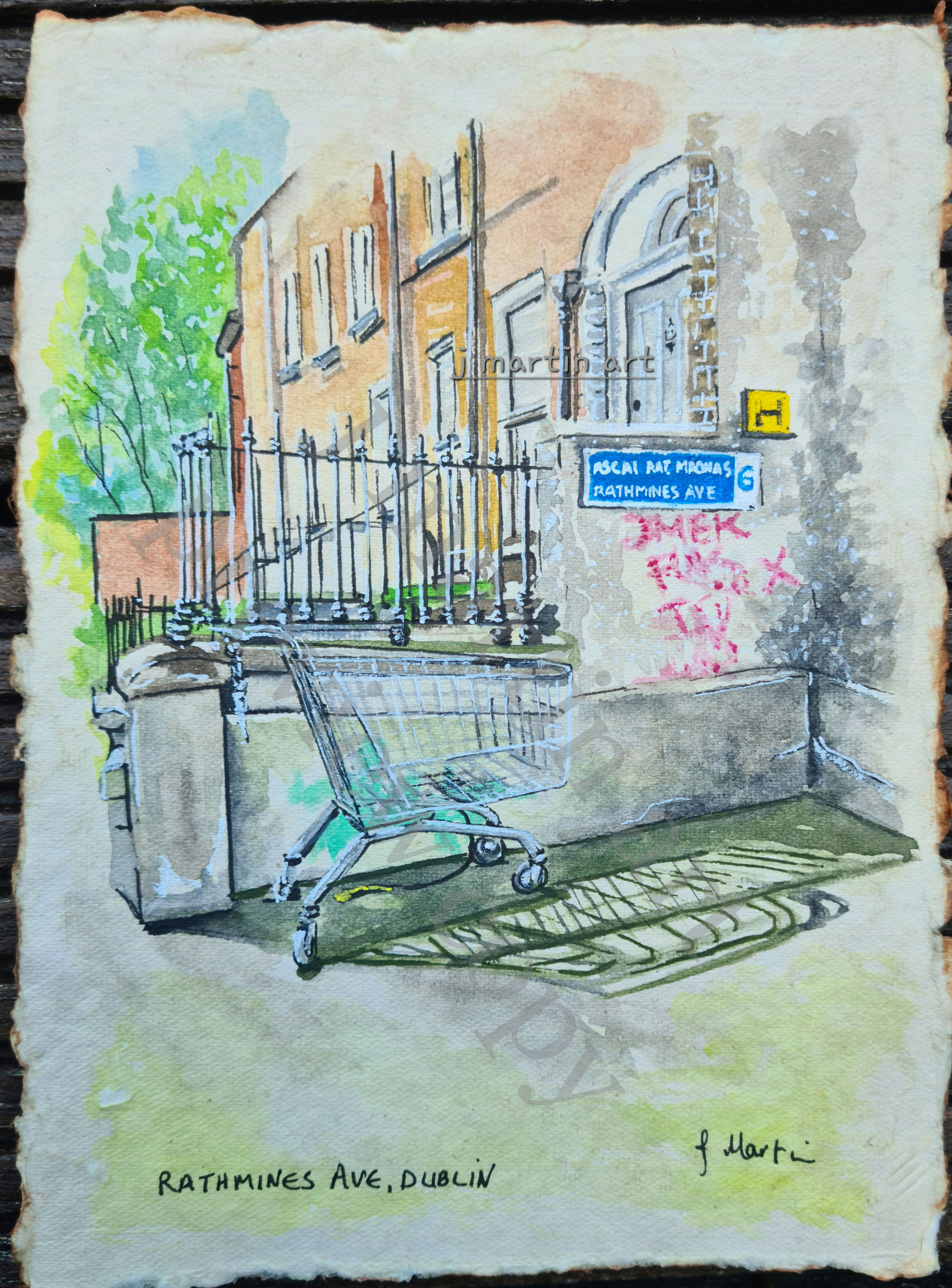 Small art.. Rathmines Ave beside Rathmines flats, Dublin