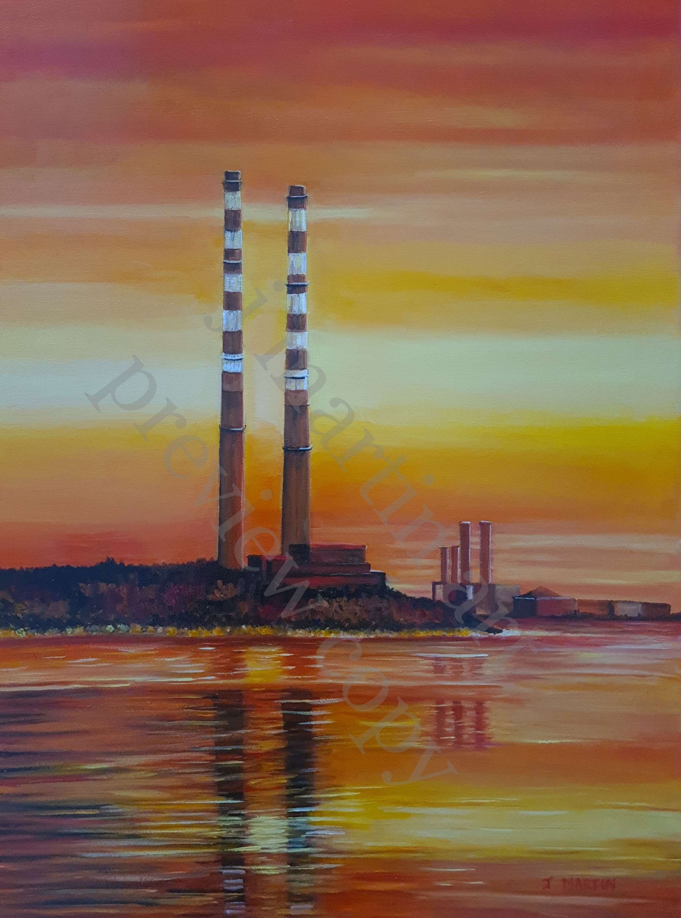 Poolbeg at sunset, Poolbeg Chimneys, Dublin Prints