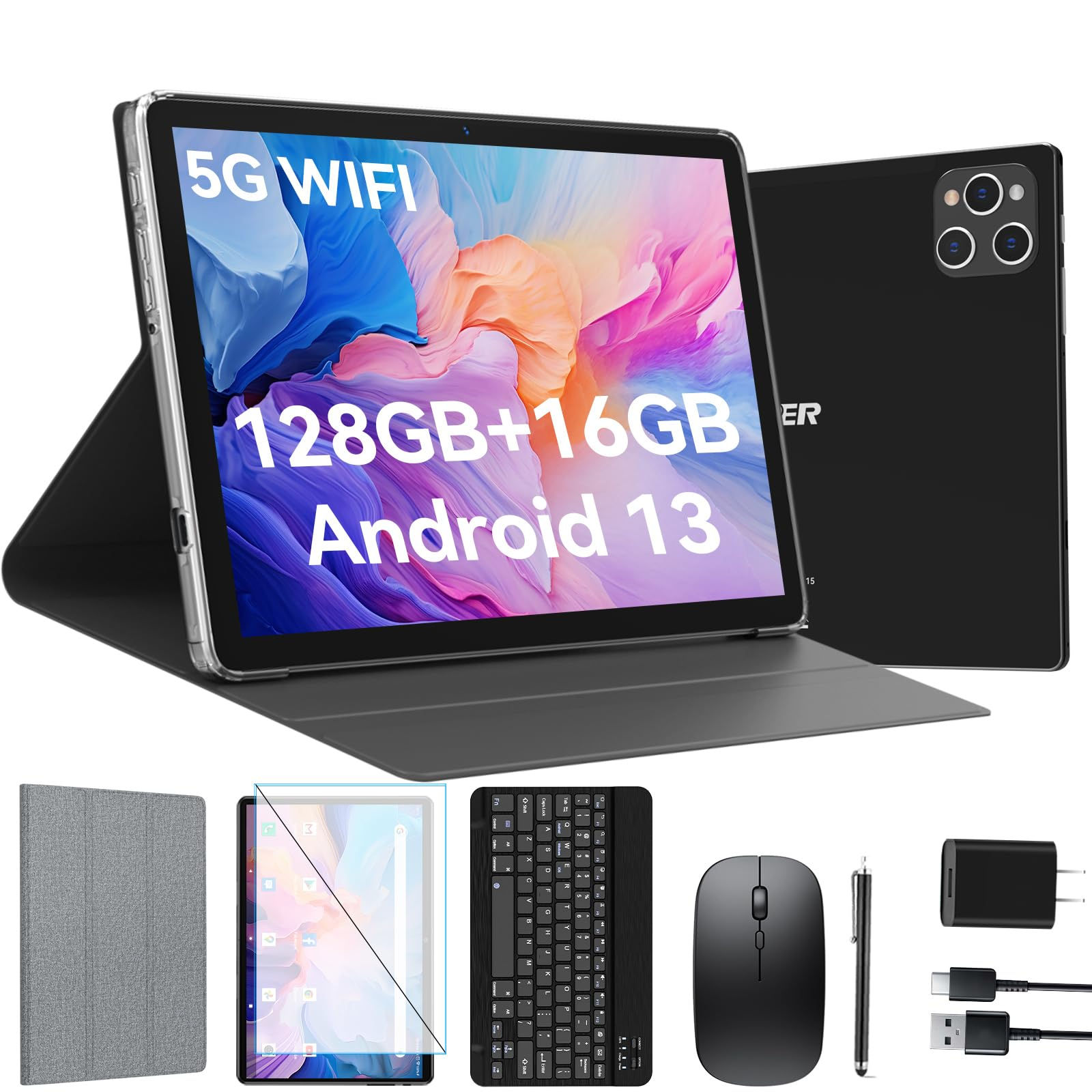 Android Tablet 10 Inch 2024 Latest Android 13 Tablet 128GB Storage+16GB RAM (8+8