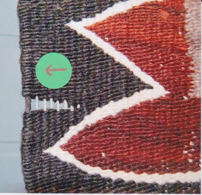 Navajo rug internal selvedge cord