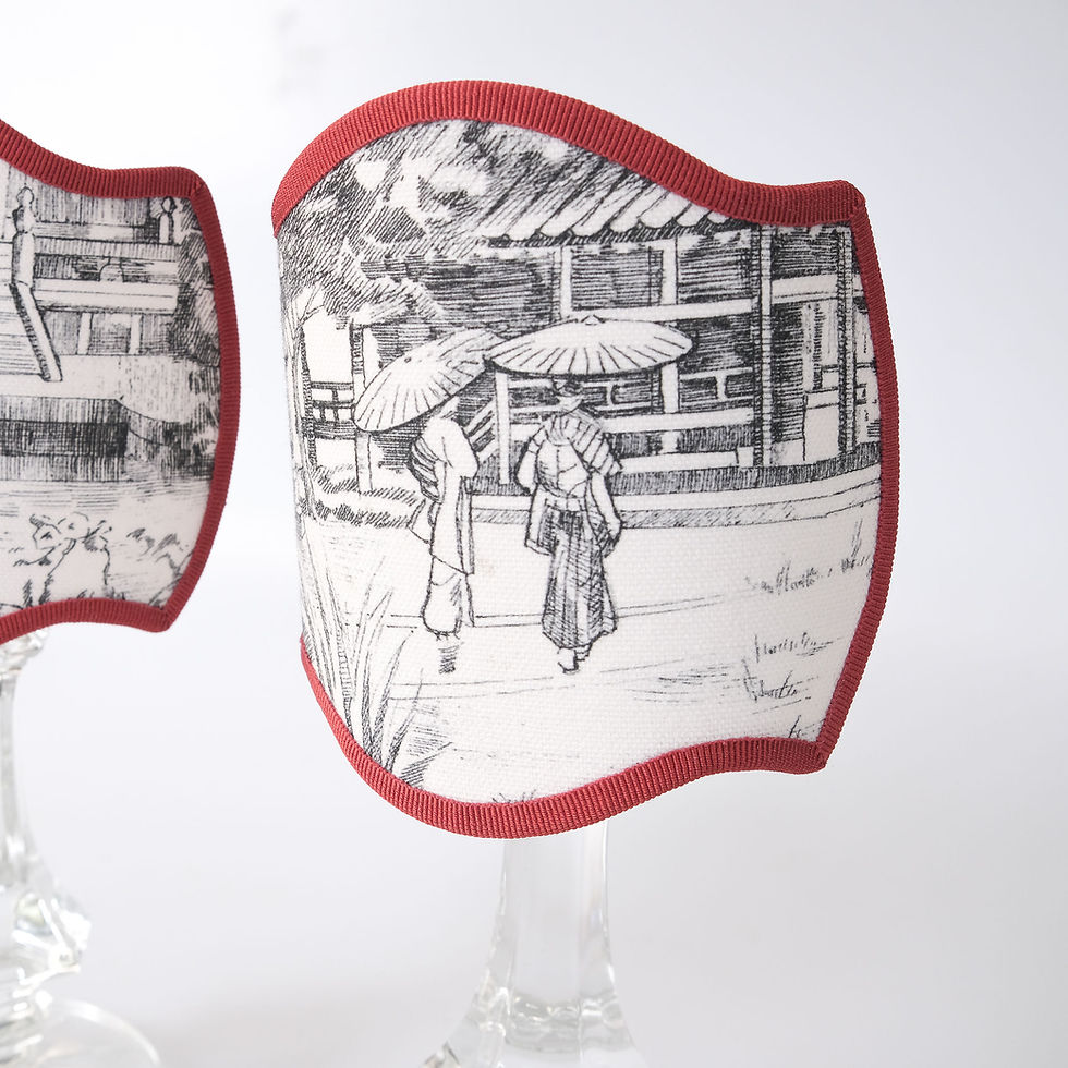 Thumbnail: "Chinoiserie"  coppia - lampshade/fan  - paralume/fan