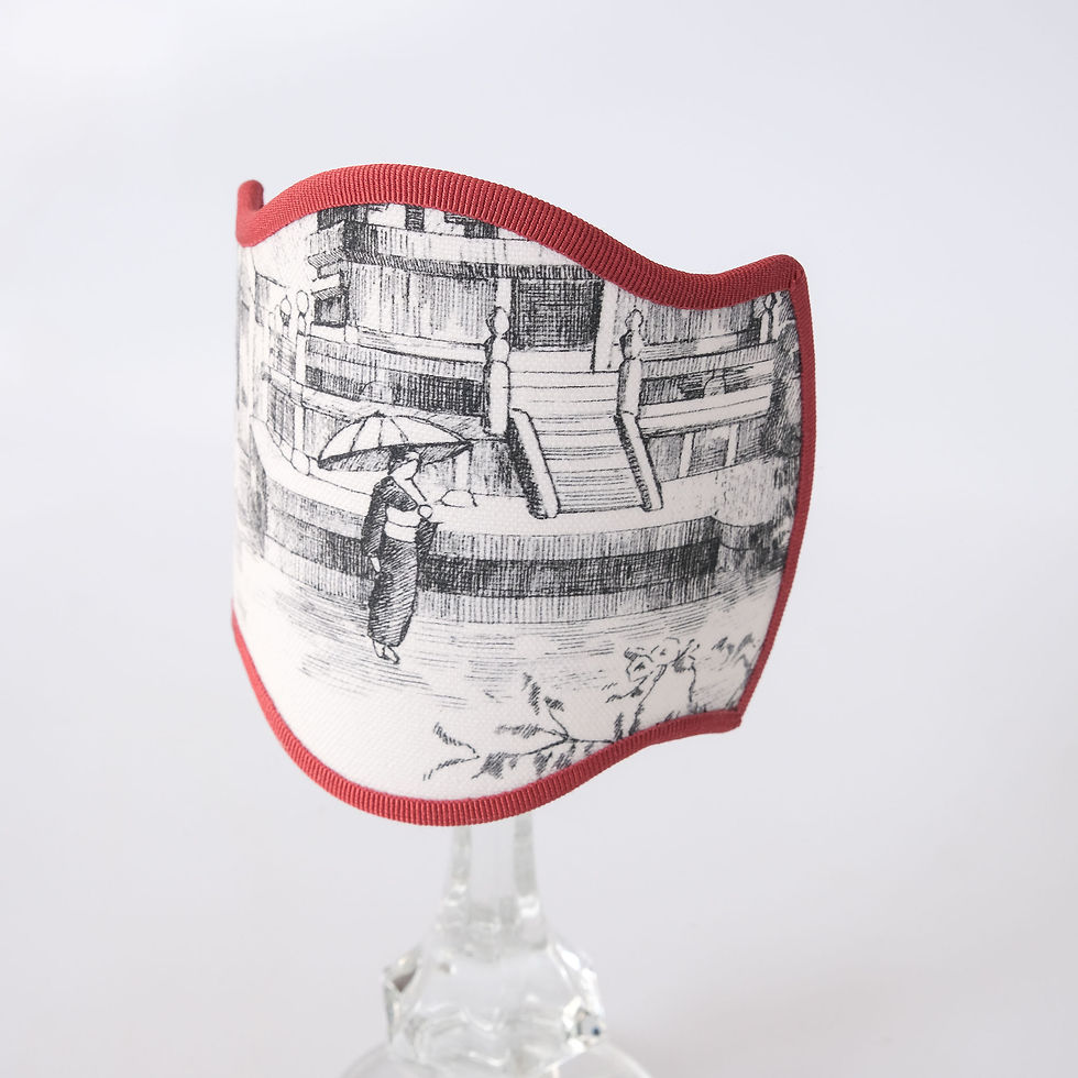 Miniatura: "Chinoiserie"  coppia - lampshade/fan  - paralume/fan