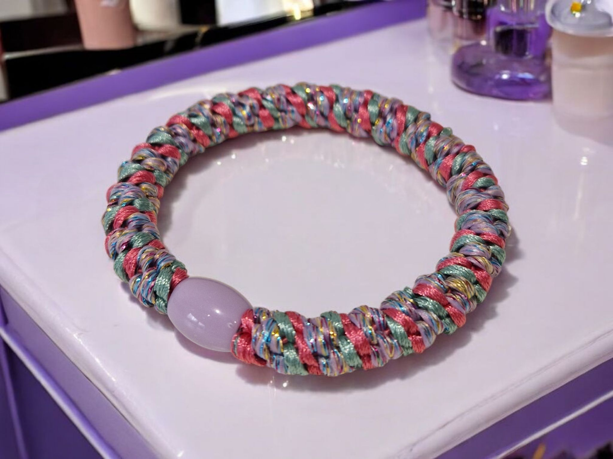 Haargummi / Armband Lila-Flieder-Glitzer