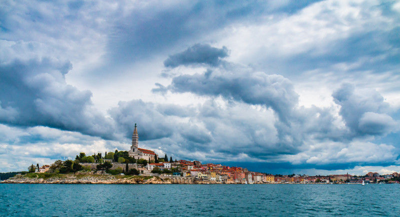 panoramic view from the sea on the old town