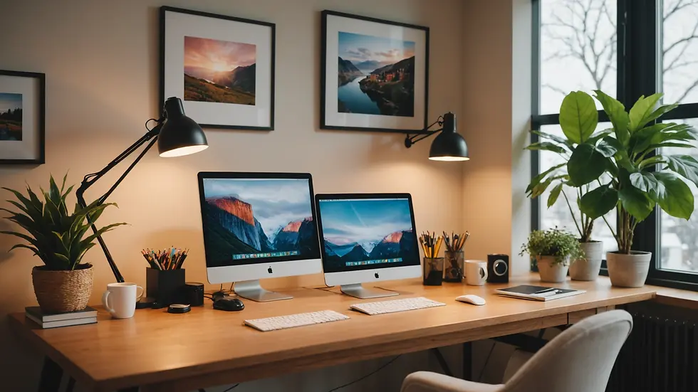 Close-up of cozy home office space