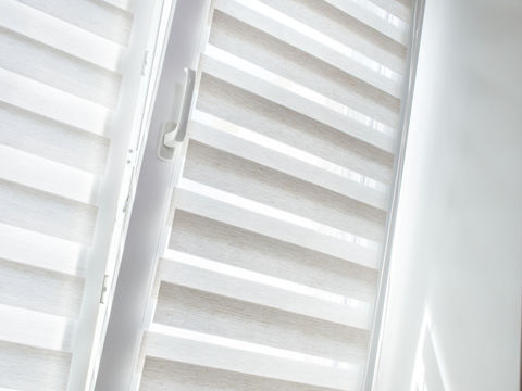 door entrance with dual zebra window shades