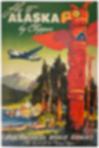 Alaska totem poles, plain and a small community Pan Am poster