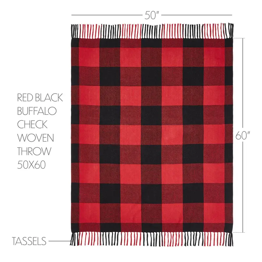 Thumbnail: Harper Red Black Buffalo Check Woven Throw 50x60