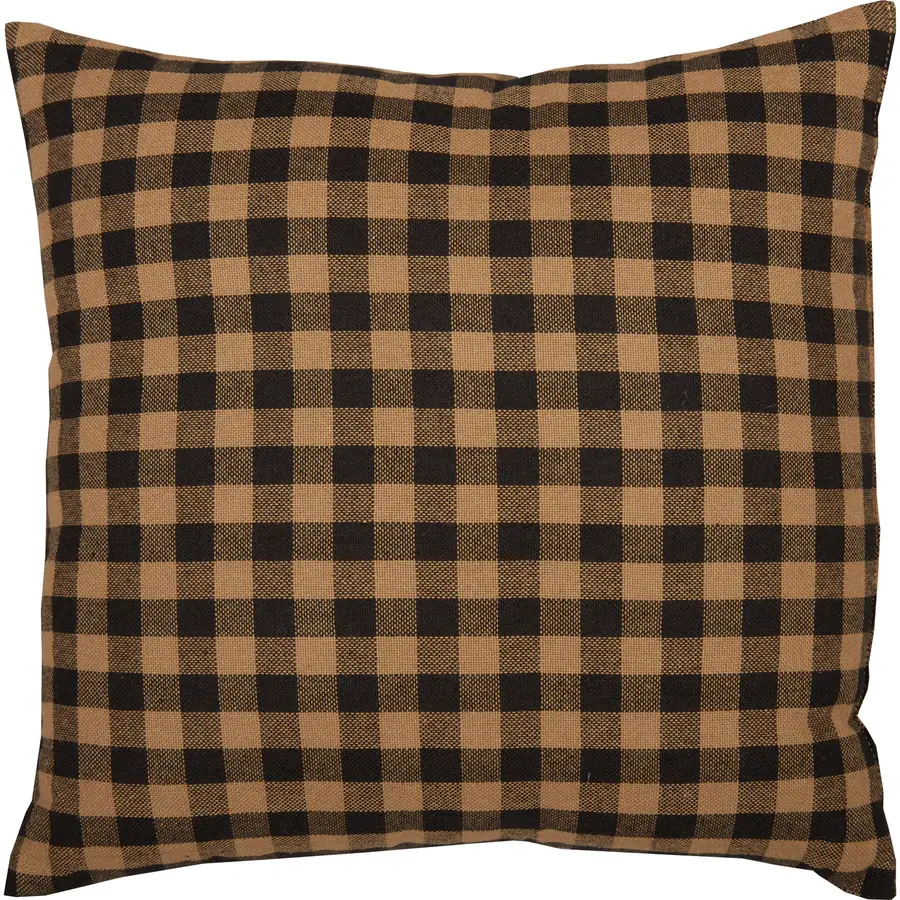 Thumbnail: Primitive Throw Pillow 12x12 Black Check Black Tan Americana