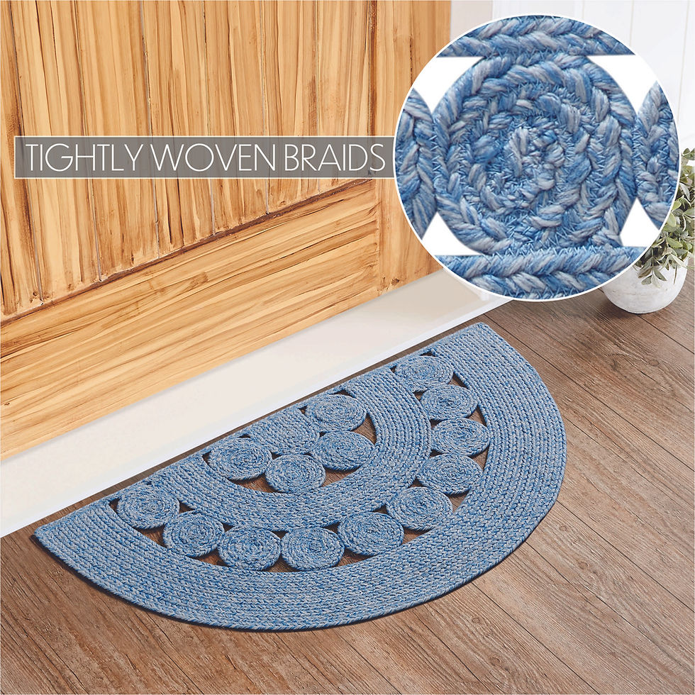 Thumbnail: Celeste Blended Blue Indoor/Outdoor Half Circle Rug 19.5x36