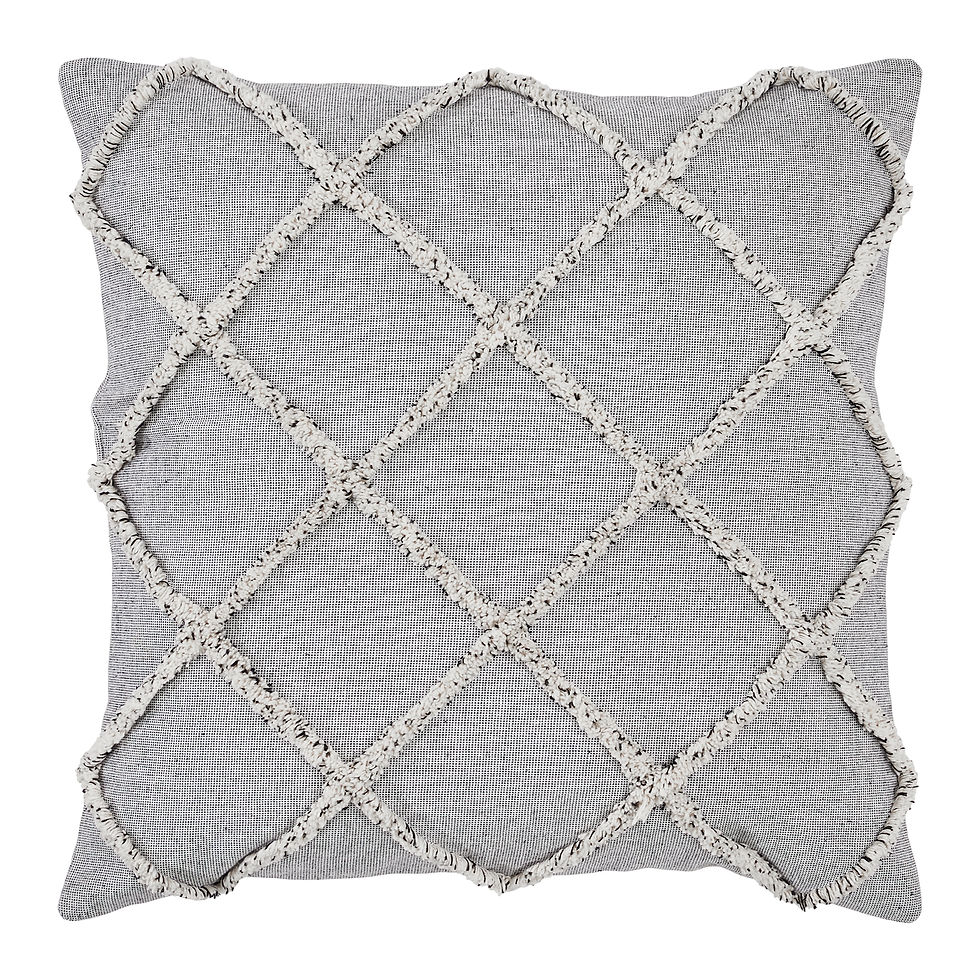 Thumbnail: Frayed Lattice Creme & Black Pillow 20x20