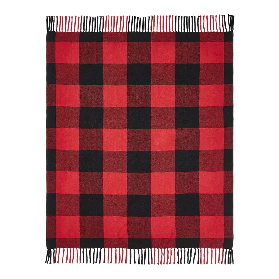 Thumbnail: Harper Red Black Buffalo Check Woven Throw 50x60