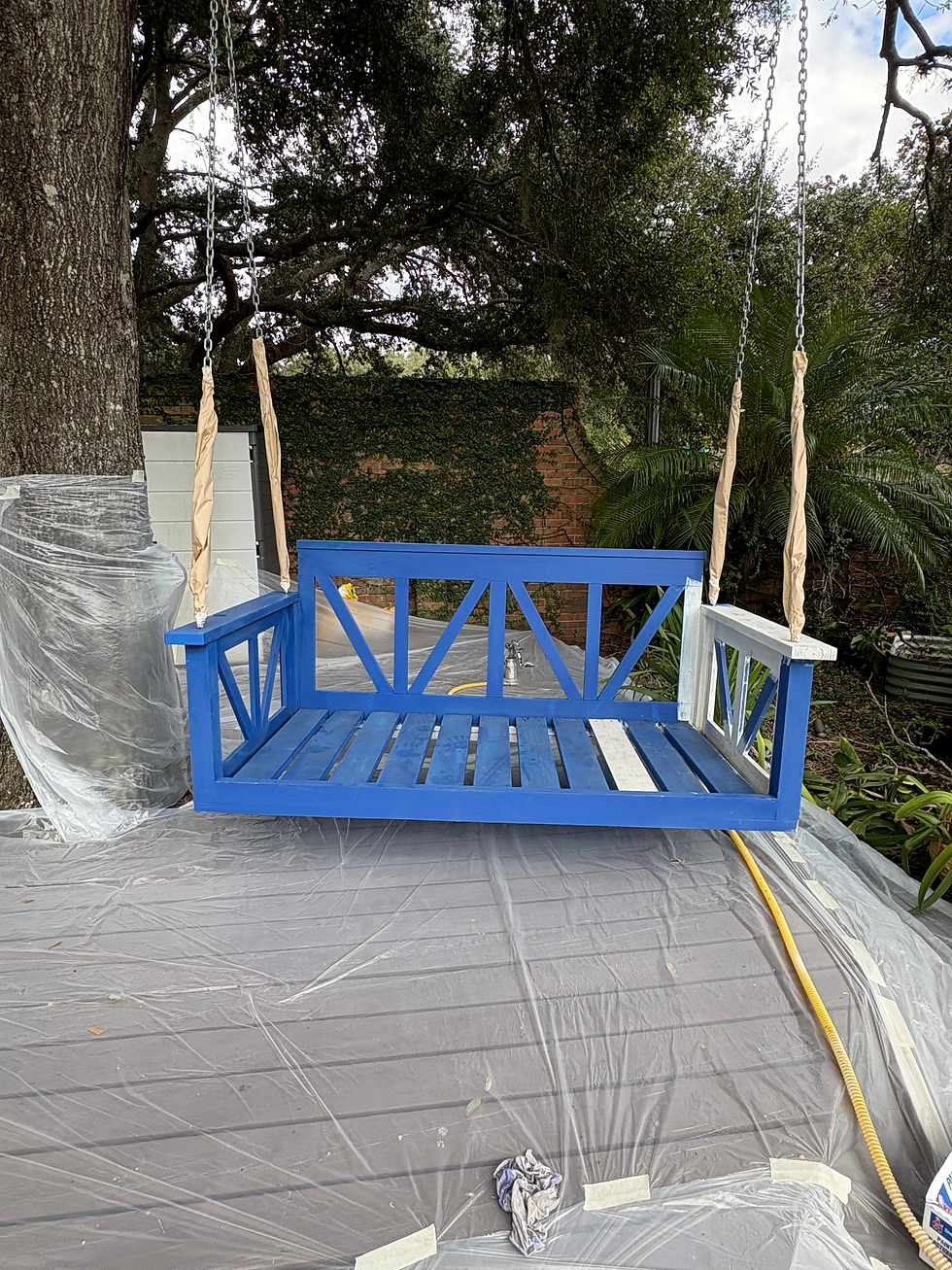 blue outdoor swing