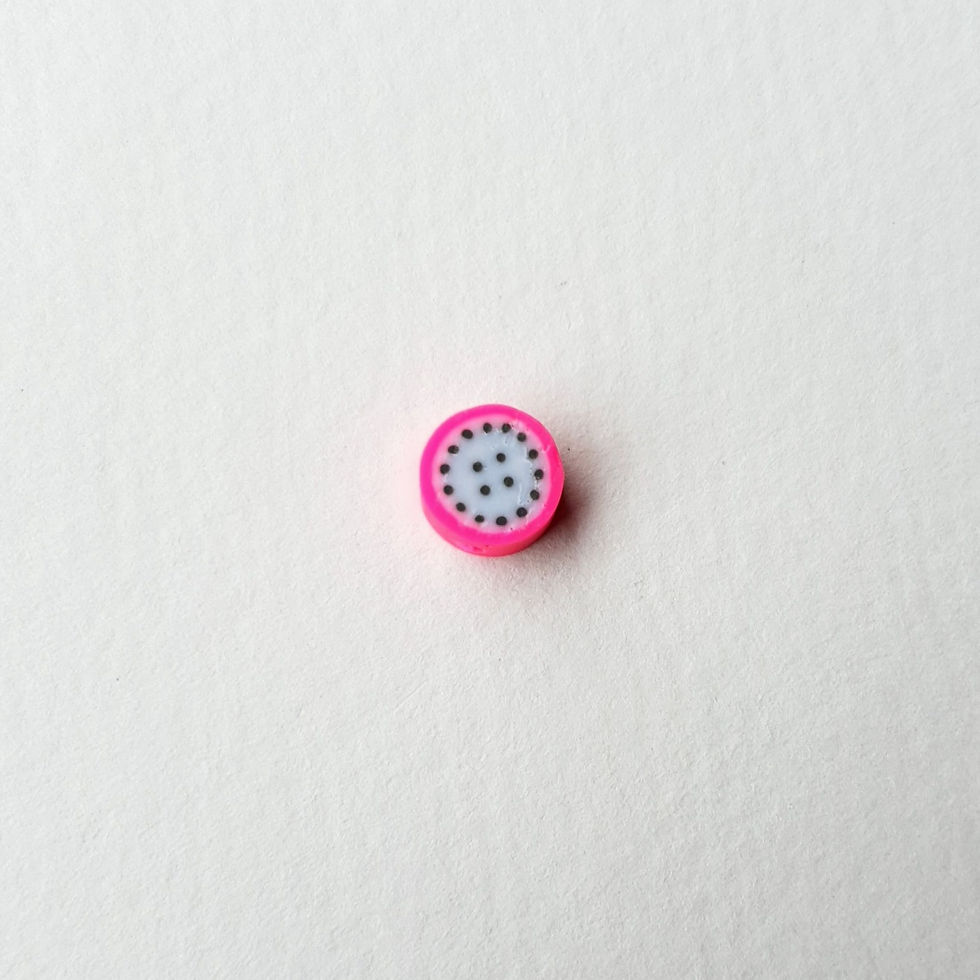 Miniatyrbilde: Håndlaget polymer clay fruktperler ROSA/RØD