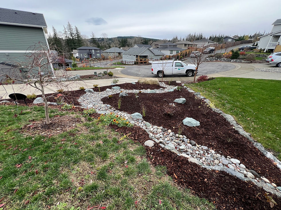 water drainage swale rock cobblestones