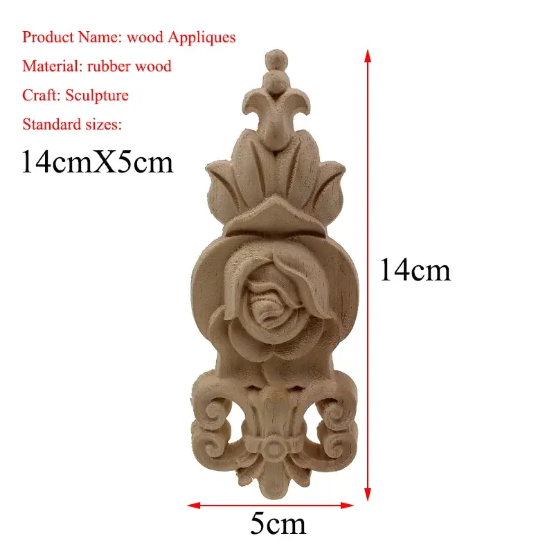 Thumbnail: Natural Wood Flower Carving Appliques for Furniture Decoration