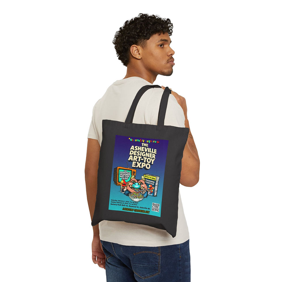Thumbnail: Asheville Designer Art-Toy Expo Tote Bag — Retro Event Poster Canvas Tote