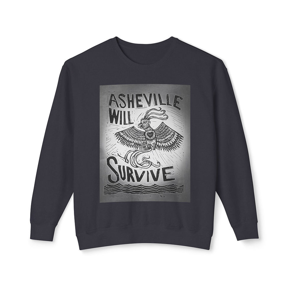 Asheville will  Survive.  Unisex Lightweight Crewneck Sweatshirt