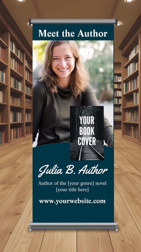 Dark Teal Author Book Signing and Book Launch Retractable Banner