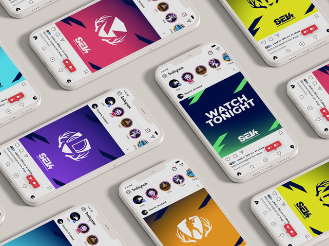 Esports brand identity and branding work for the scottish esports league by gaming and esports branding agency Croft