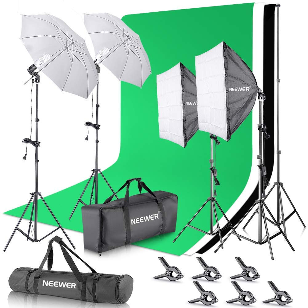 Neewer Foto Estudio Kit Iluminación Fotográfica: 6,5x10 Pies/2x3 Metros Sistema