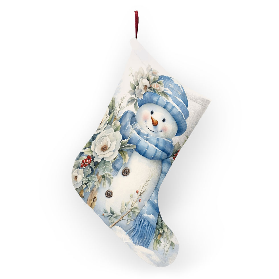 Thumbnail: Rosy Snowman in Blue Christmas Stocking