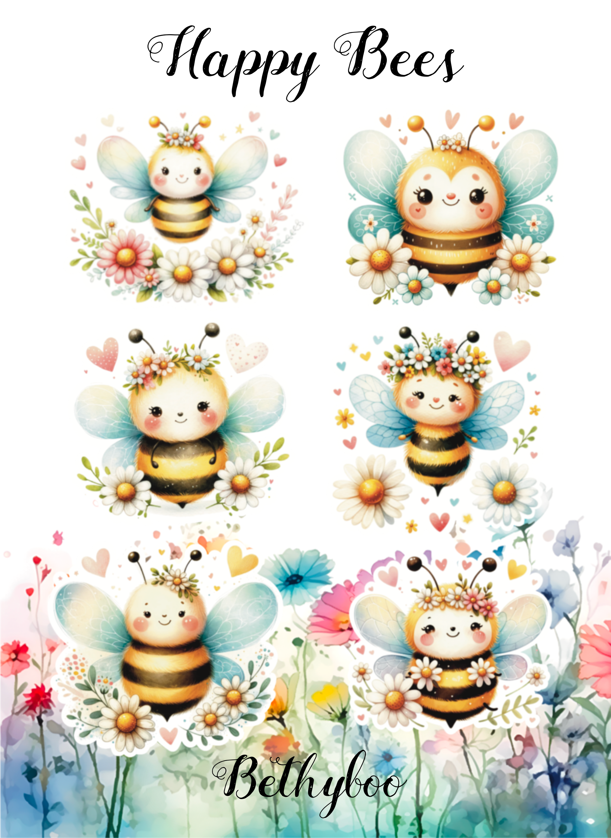 Happy Bees Sticker Sheet