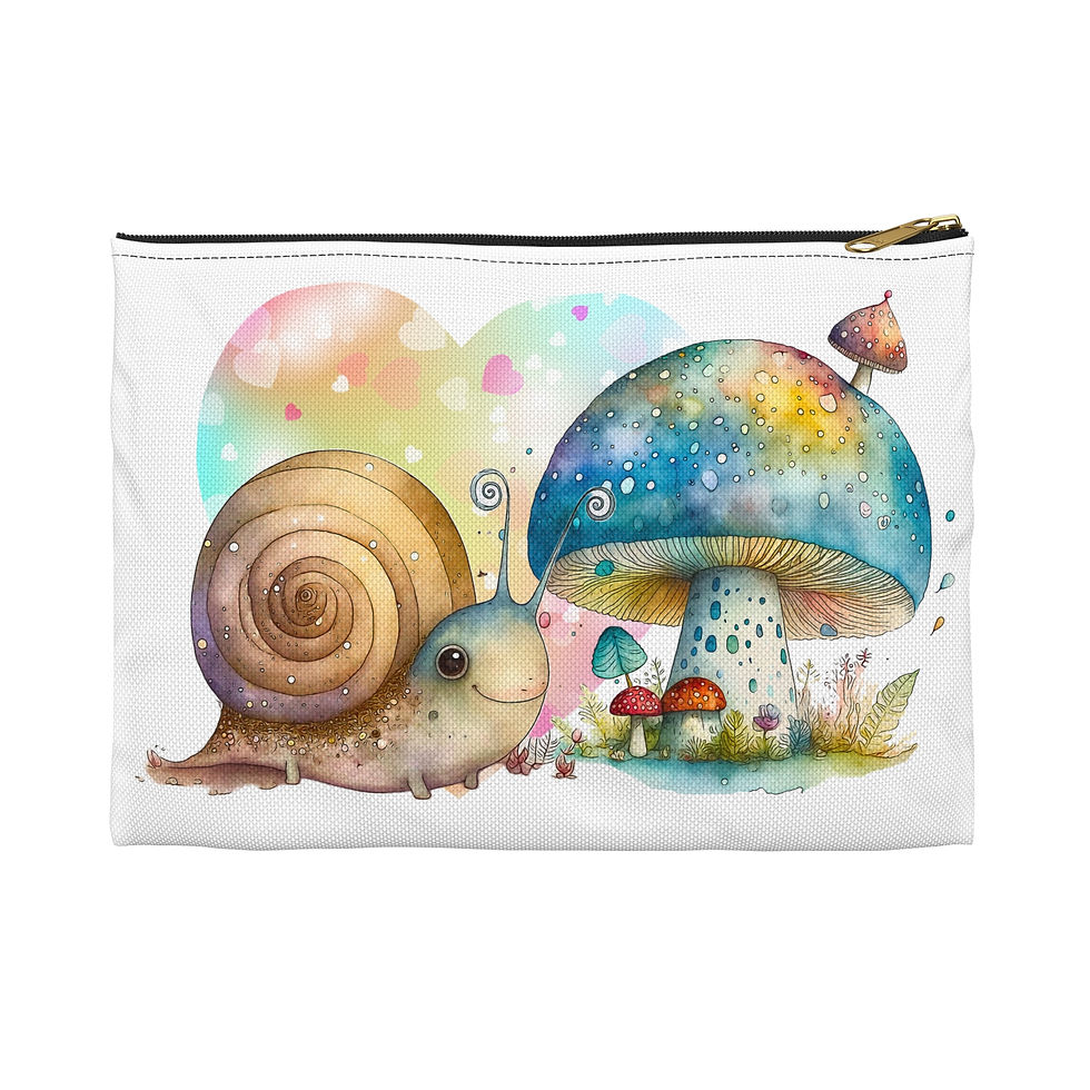 Thumbnail: Snail and Mushroom Watercolor Heart Design Accessories Pouch