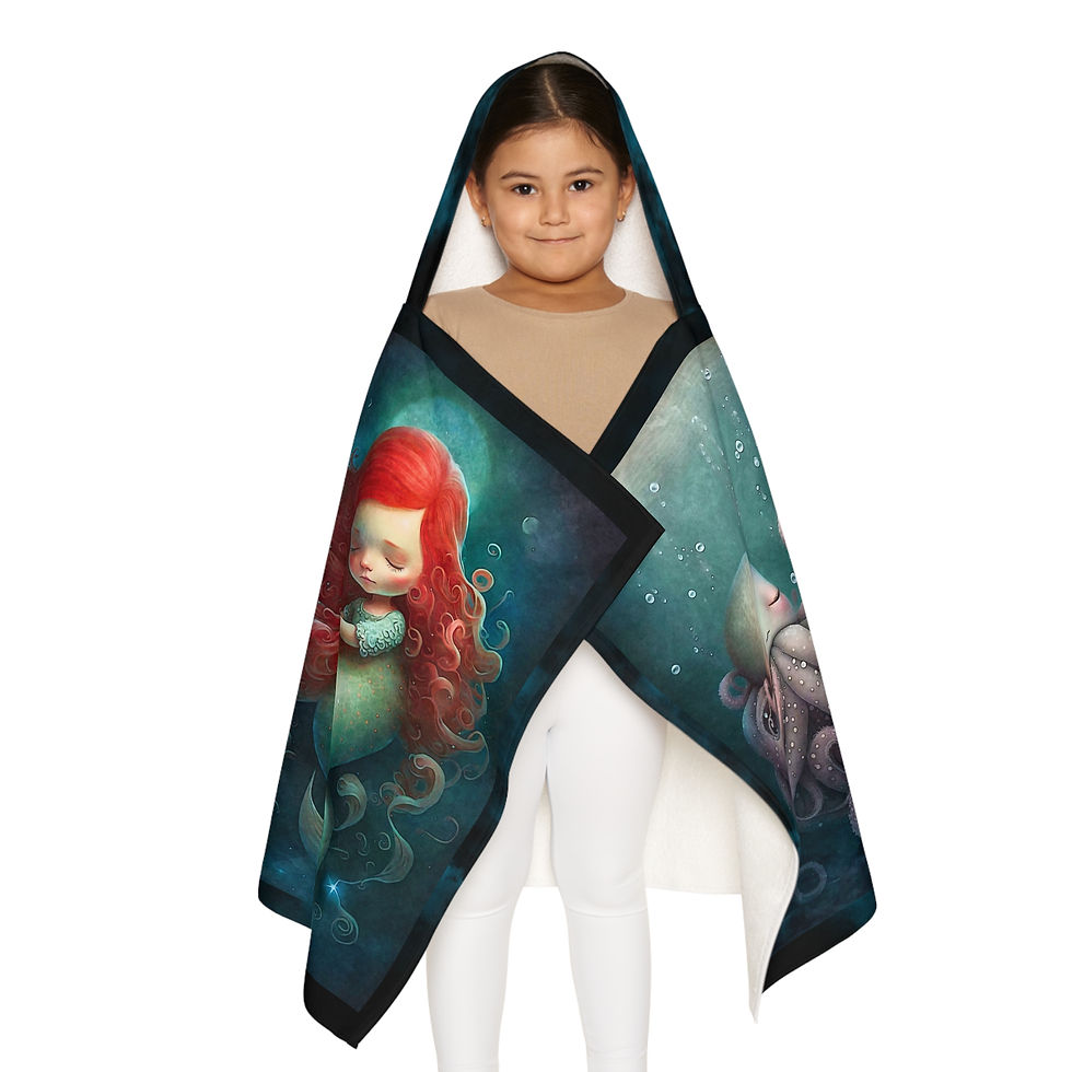 Thumbnail: Surreal Sea Creatures Trio Youth Hooded Towel