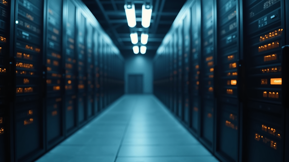 Eye-level view of a server room with advanced security systems