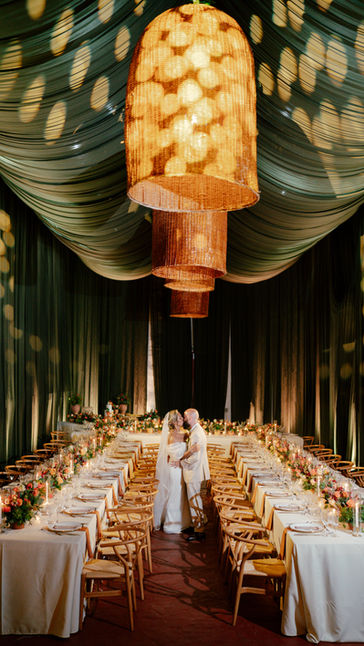 Bride and groom in love at their wedding reception