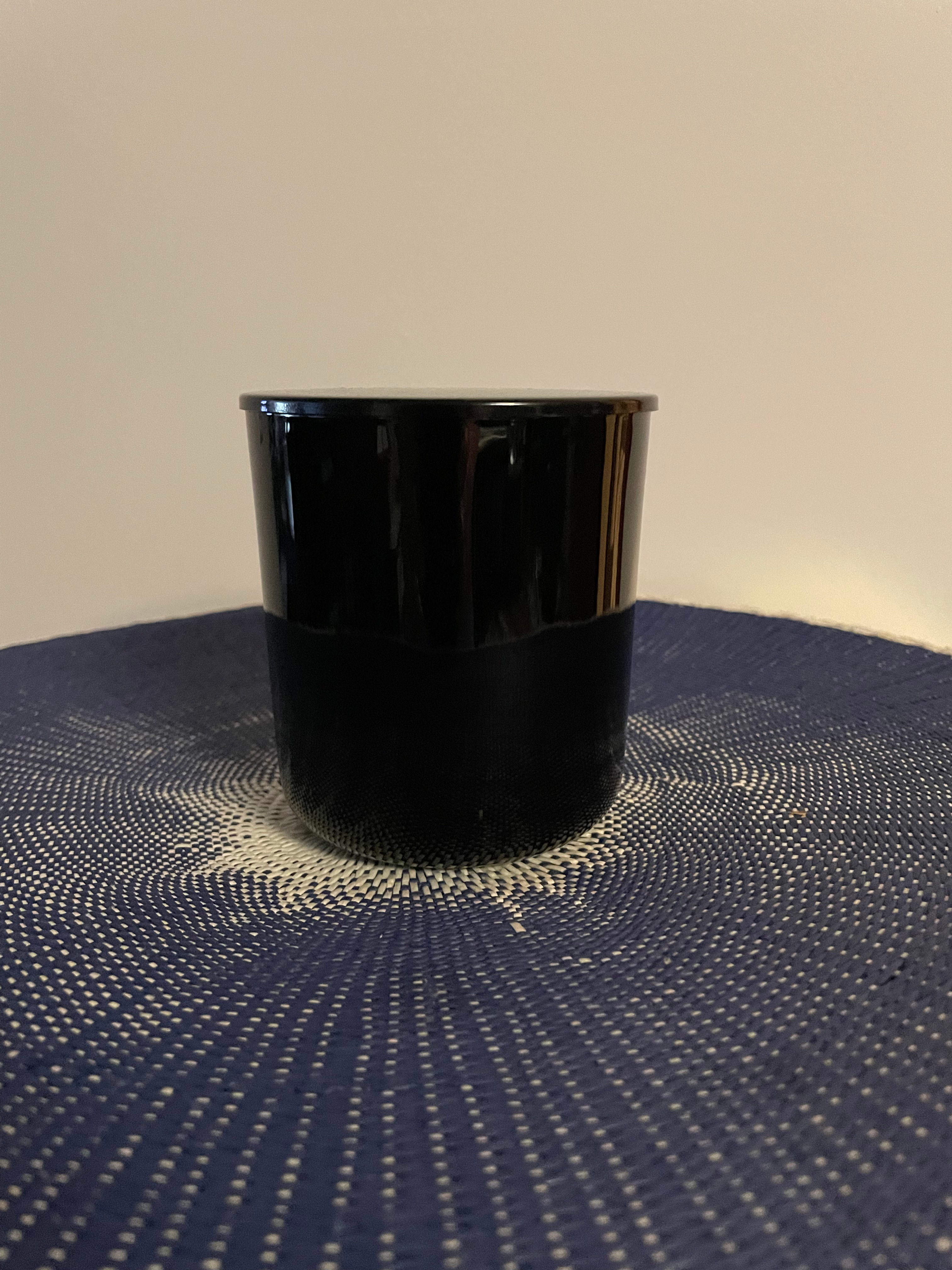 8 oz. Gloss Black Luxury Candle Container with matching lid - custom scent