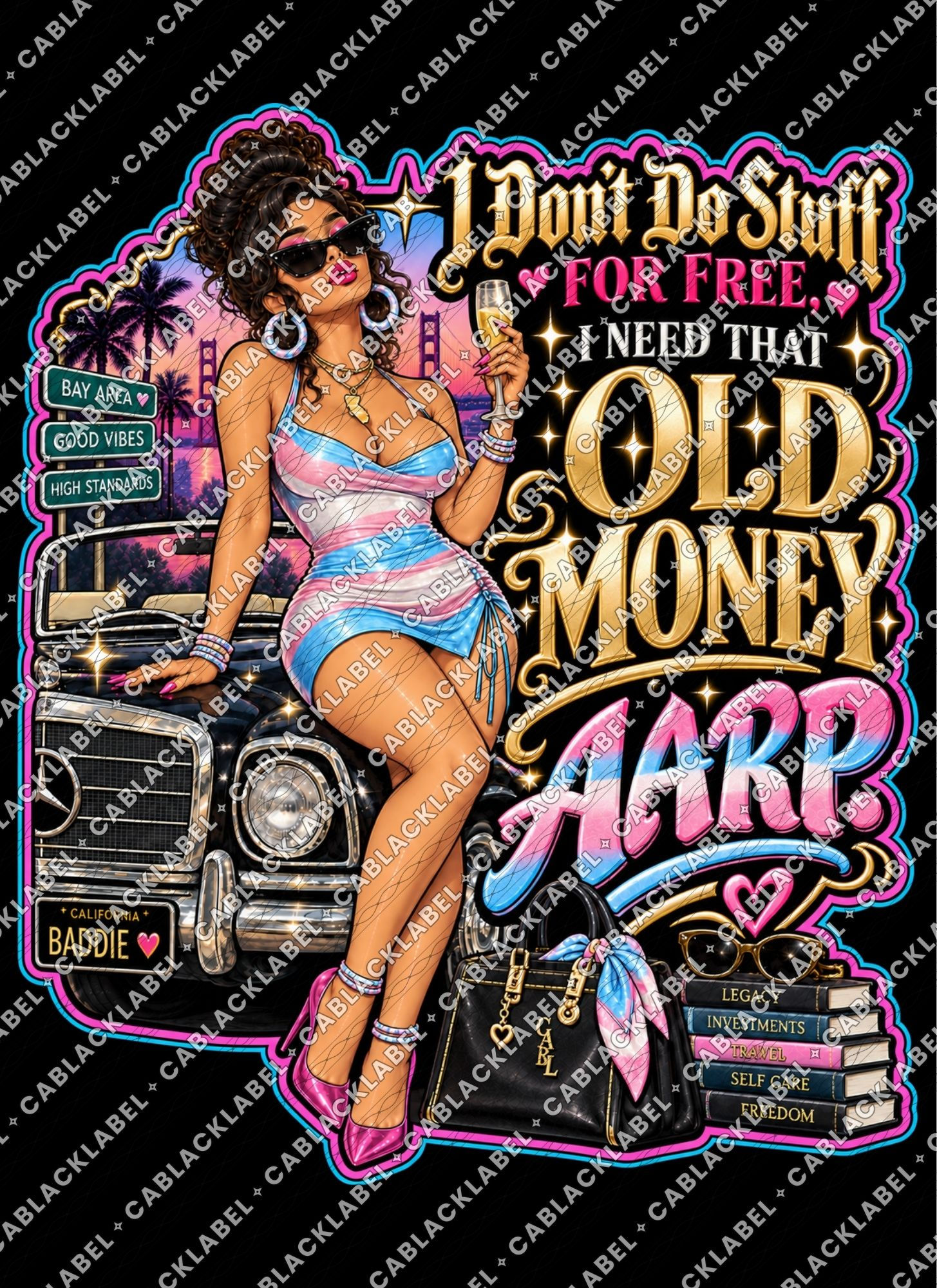S138 I Don’t Do Stuff for Free — Old Money AARP Trans Pride Vinyl Sticker