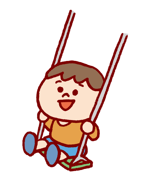 楽しそうに、ブランコに乗っている男の子