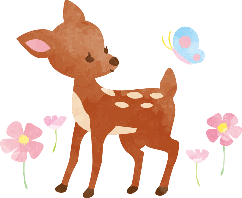小鹿とコスモスのイラスト
