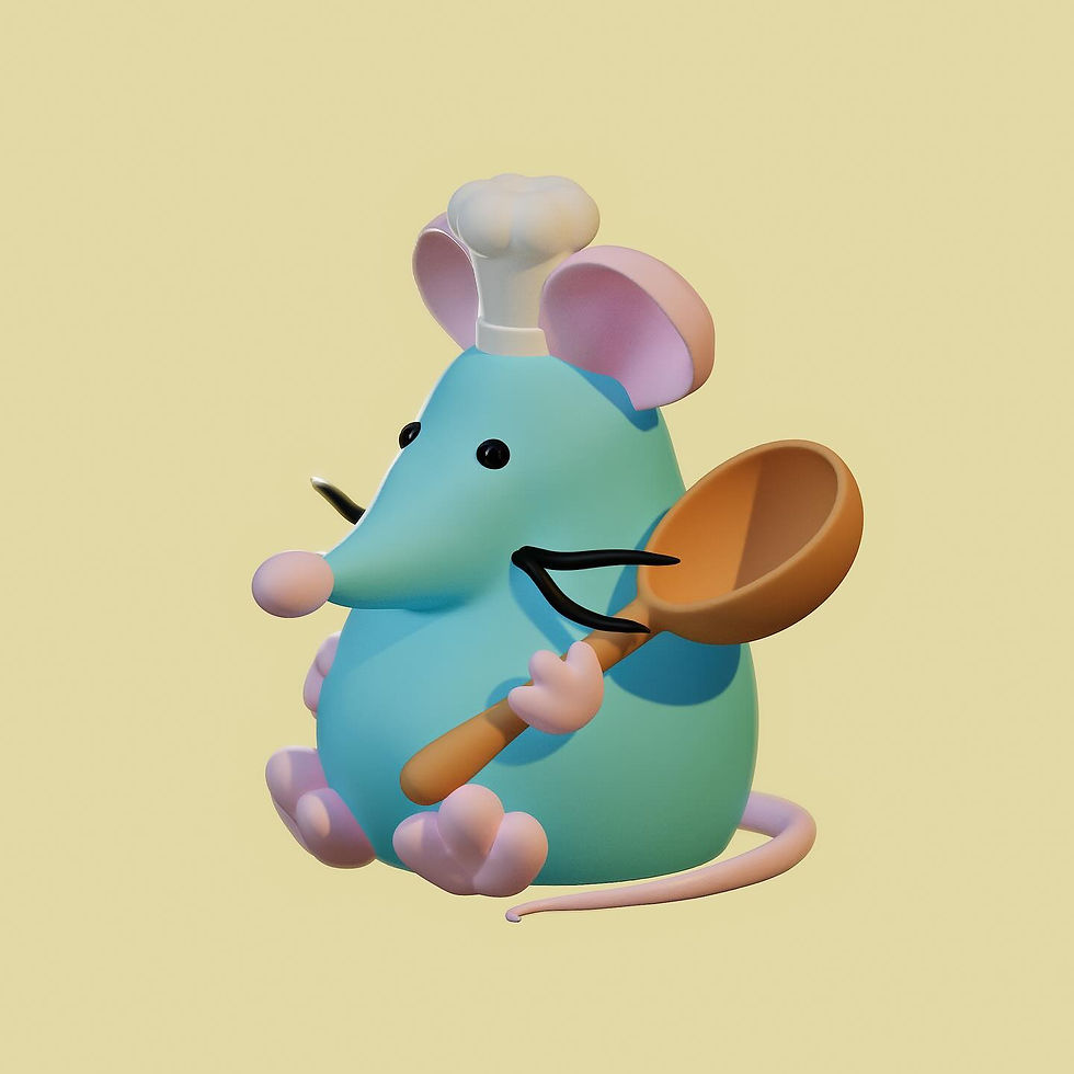 Chefcito - Ilustración 3D inspirada en la película de Ratatouille.